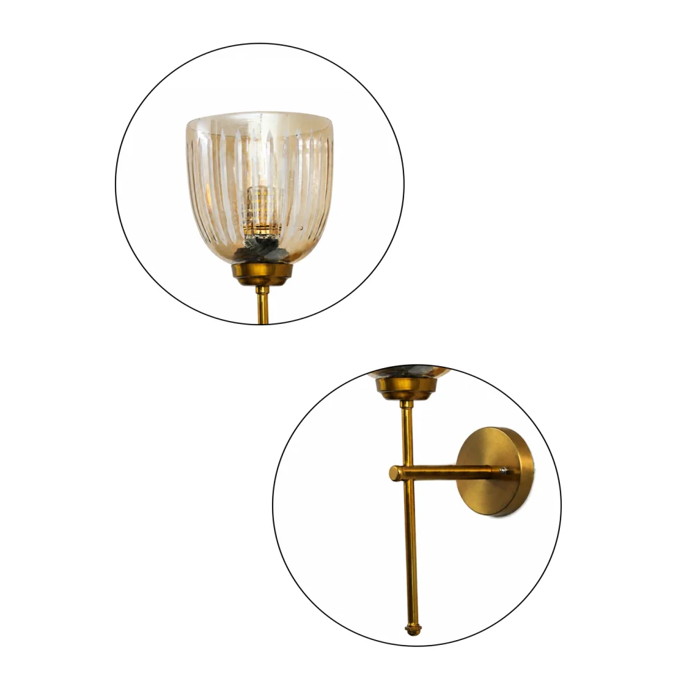 Amber Ribbed Glass Wall Sconce | SKE-140071_ARGWS