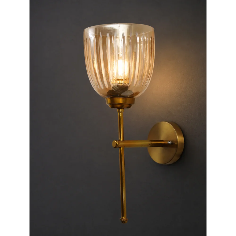 Amber Ribbed Glass Wall Sconce | SKE-140071_ARGWS