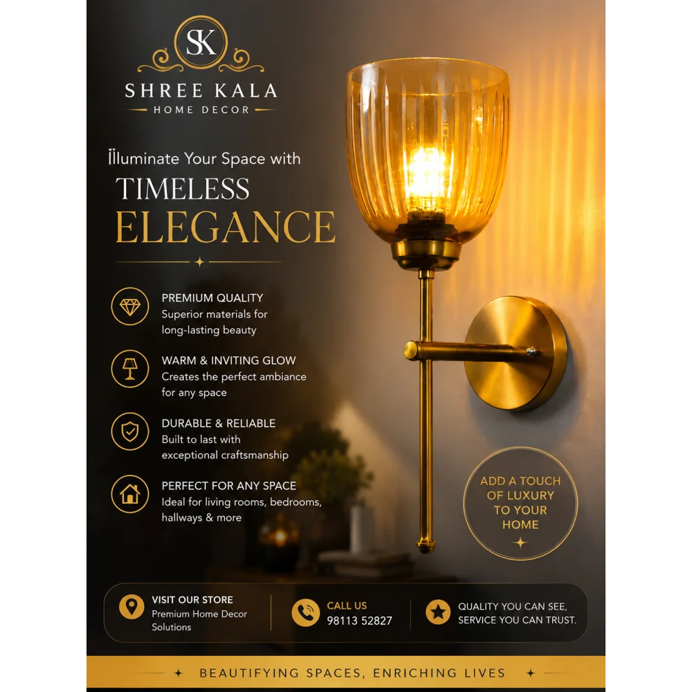 Amber Ribbed Glass Wall Sconce | SKE-140071_ARGWS