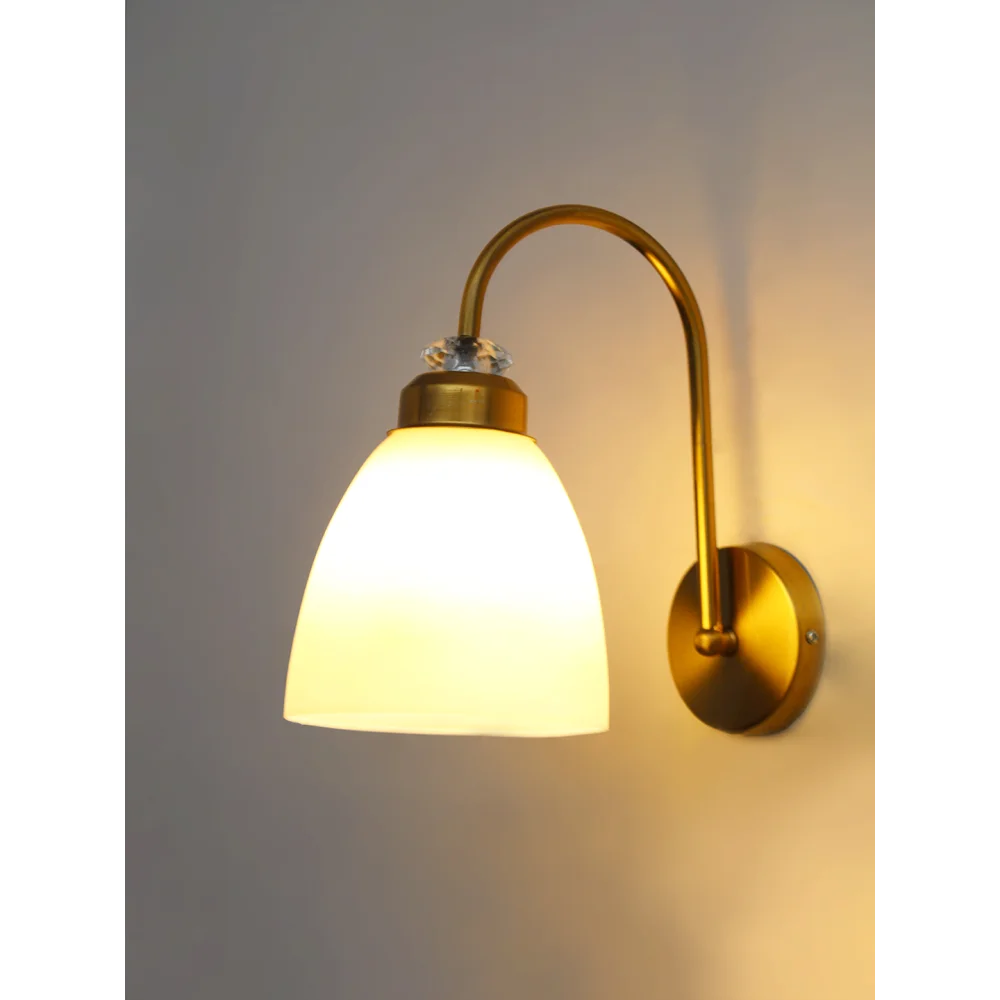 Antique Brass Frosted Glass Wall Light | SKE-140074_ABFGWL