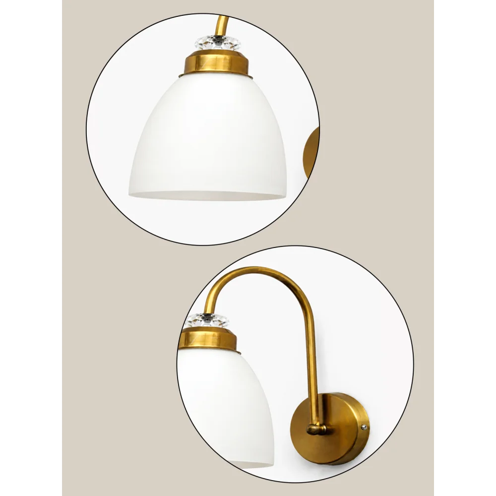 Antique Brass Frosted Glass Wall Light | SKE-140074_ABFGWL