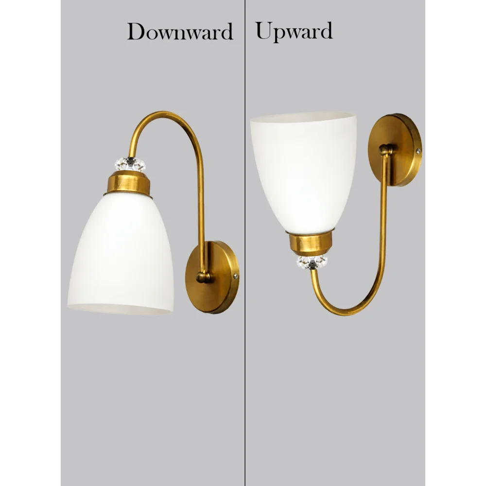 Antique Brass Frosted Glass Wall Light | SKE-140074_ABFGWL