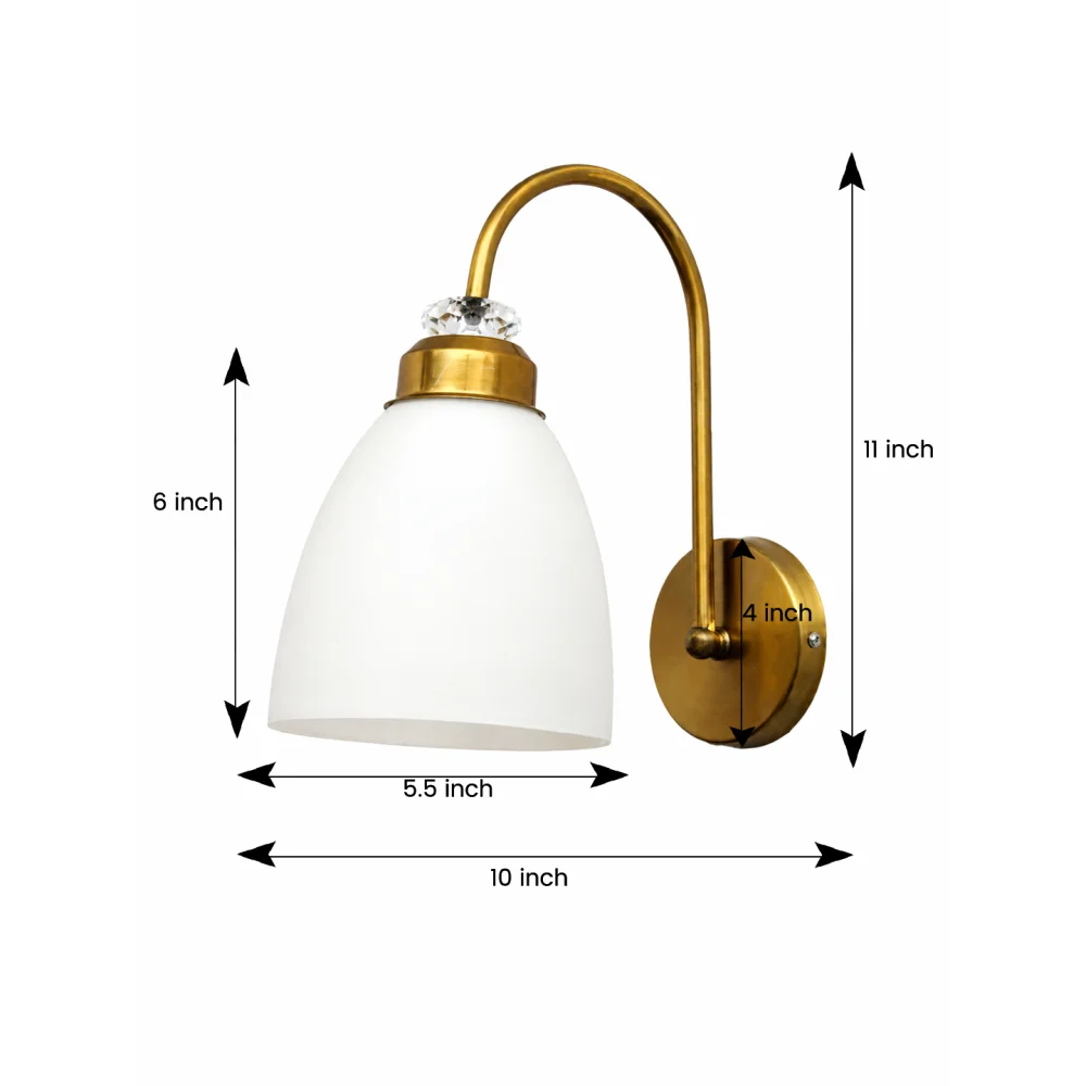 Antique Brass Frosted Glass Wall Light | SKE-140074_ABFGWL