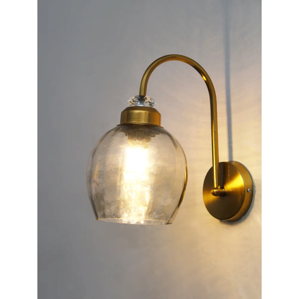 Antique Brass Smoked Glass Wall Sconce | SKE-140073_ABSGWS