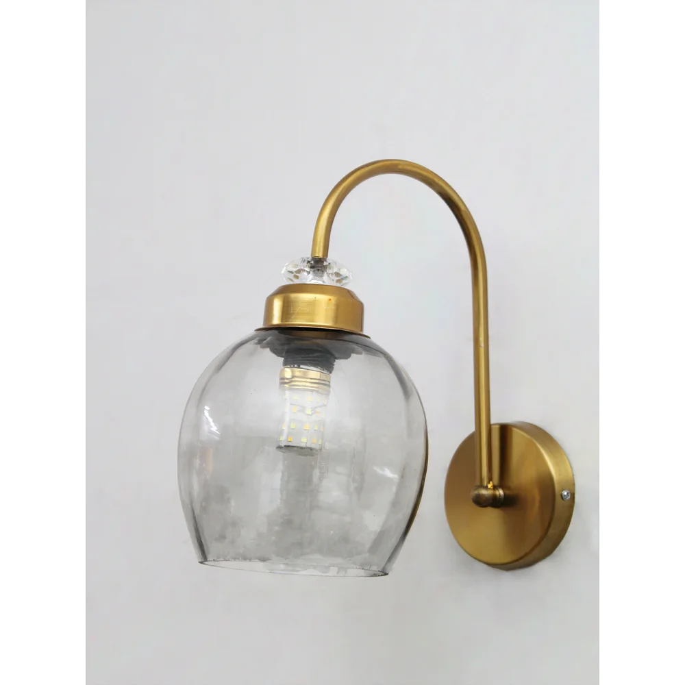 Antique Brass Smoked Glass Wall Sconce | SKE-140073_ABSGWS