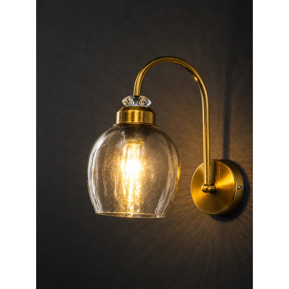 Antique Brass Smoked Glass Wall Sconce | SKE-140073_ABSGWS