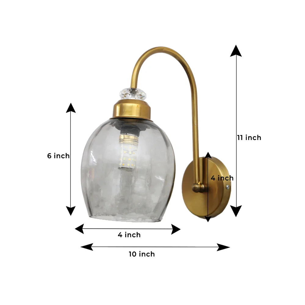 Antique Brass Smoked Glass Wall Sconce | SKE-140073_ABSGWS