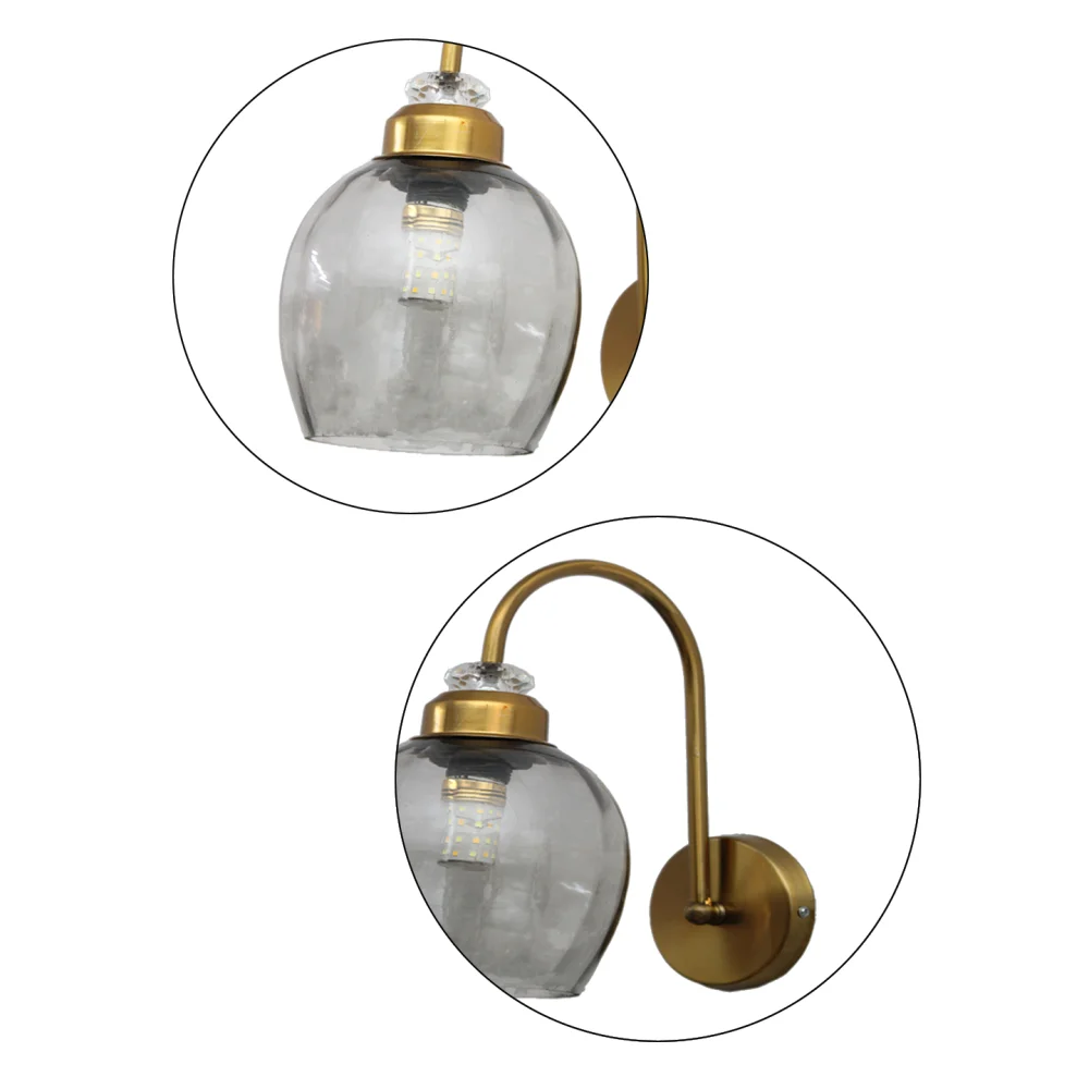 Antique Brass Smoked Glass Wall Sconce | SKE-140073_ABSGWS