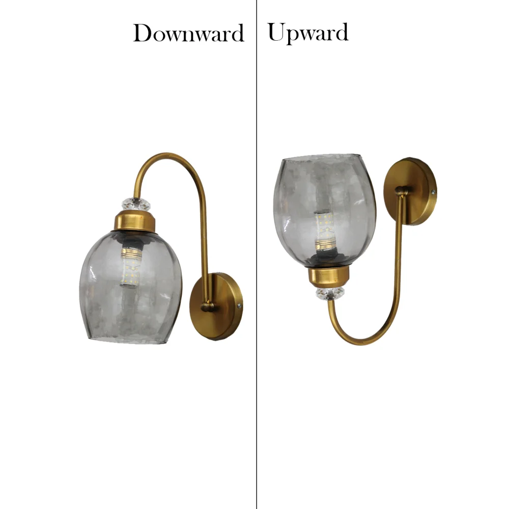Antique Brass Smoked Glass Wall Sconce | SKE-140073_ABSGWS