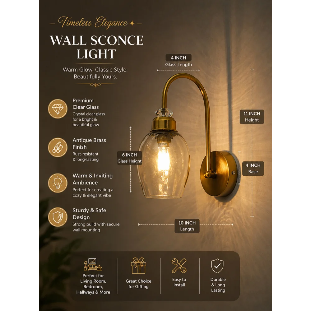 Antique Brass Smoked Glass Wall Sconce | SKE-140073_ABSGWS