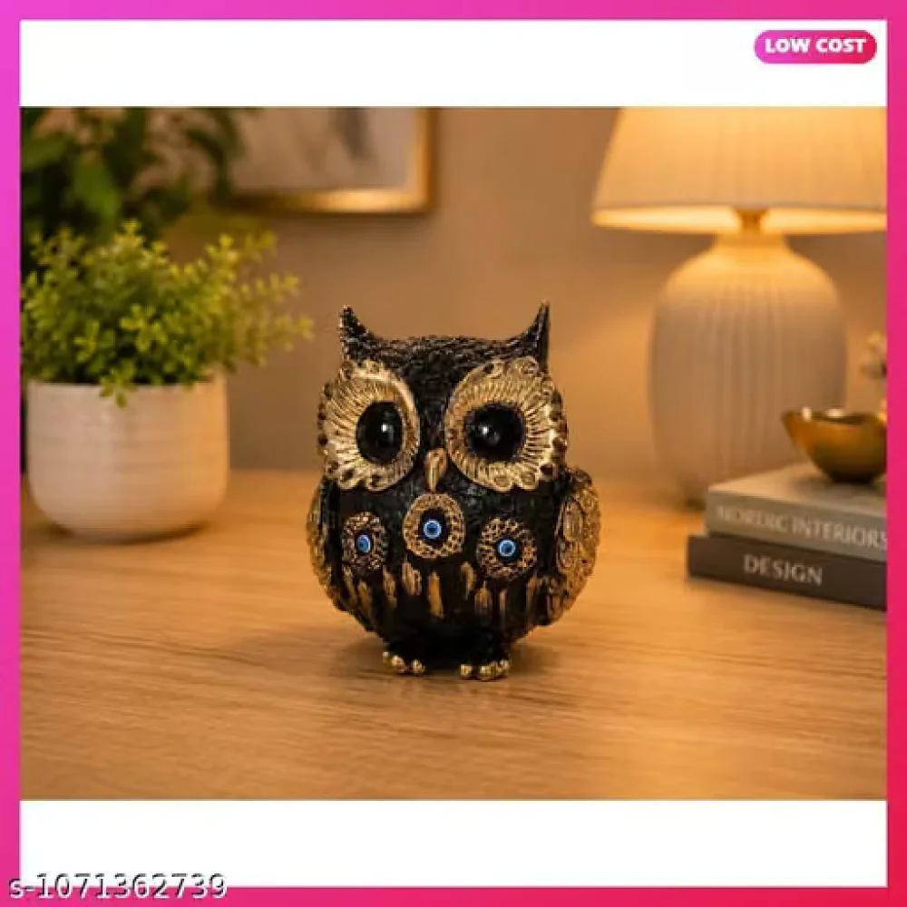 Black Owl Idol Showpiece Polyresin Statue Evil Eye Home Decor Bird Figurine Gift Item Table Decor