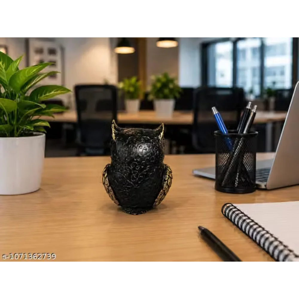 Black Owl Idol Showpiece Polyresin Statue Evil Eye Home Decor Bird Figurine Gift Item Table Decor