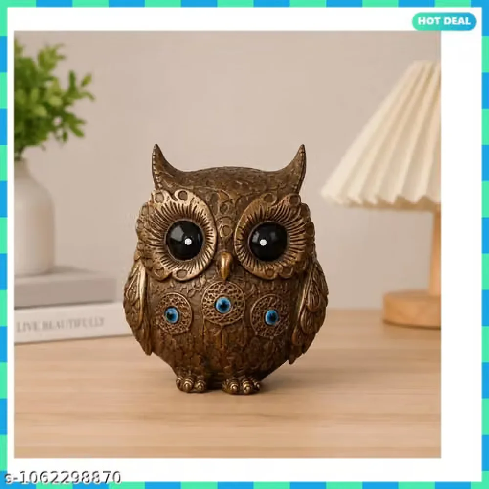 Bronze Owl Statue Showpiece Antique Polyresin Bird Figurine Home Decor Item Wedding Gift Diwali Gift Corporate Gift Housewarming Return Gift Table Decor Present