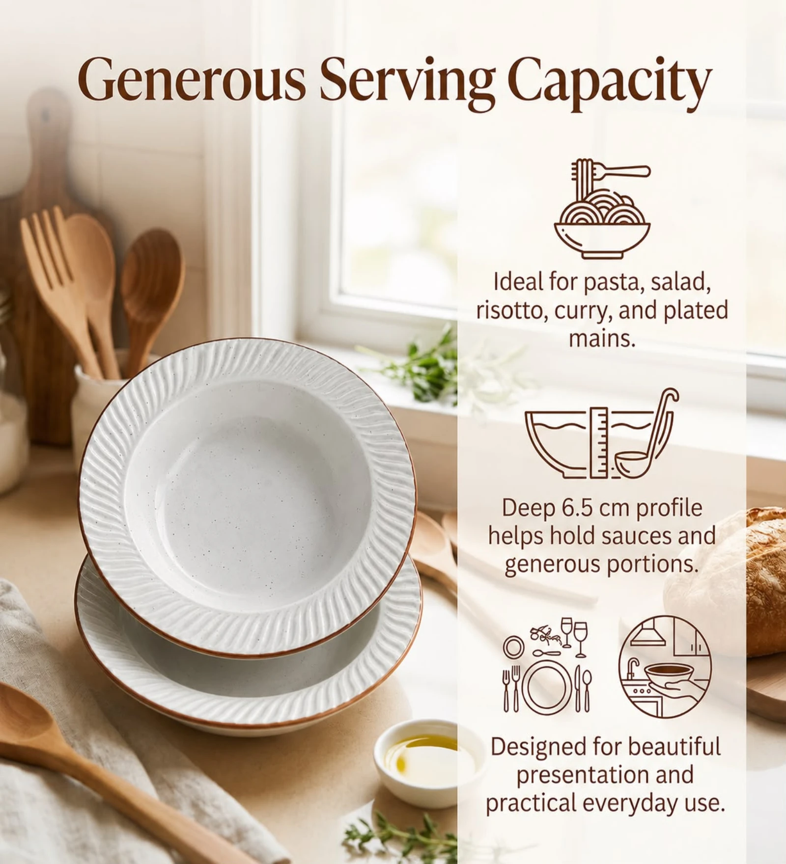VOIDROP Ceramic Cream Serving Platters,Decorative Appetizer Plates for Snacks, Fruits, Desserts, Cheese, Sushi, Dining Table & Kitchen Serving Dishes