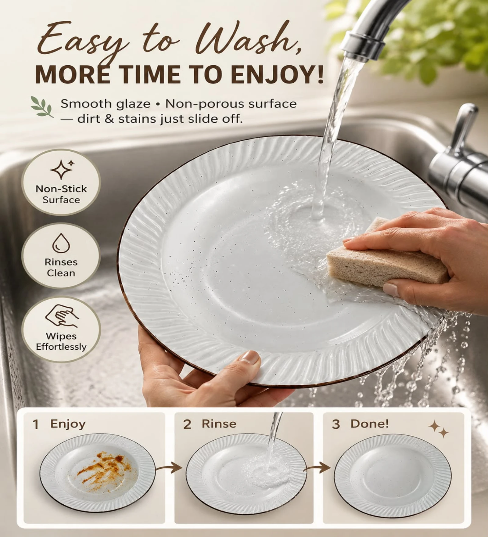 VOIDROP Ceramic Cream Serving Platters,Decorative Appetizer Plates for Snacks, Fruits, Desserts, Cheese, Sushi, Dining Table & Kitchen Serving Dishes