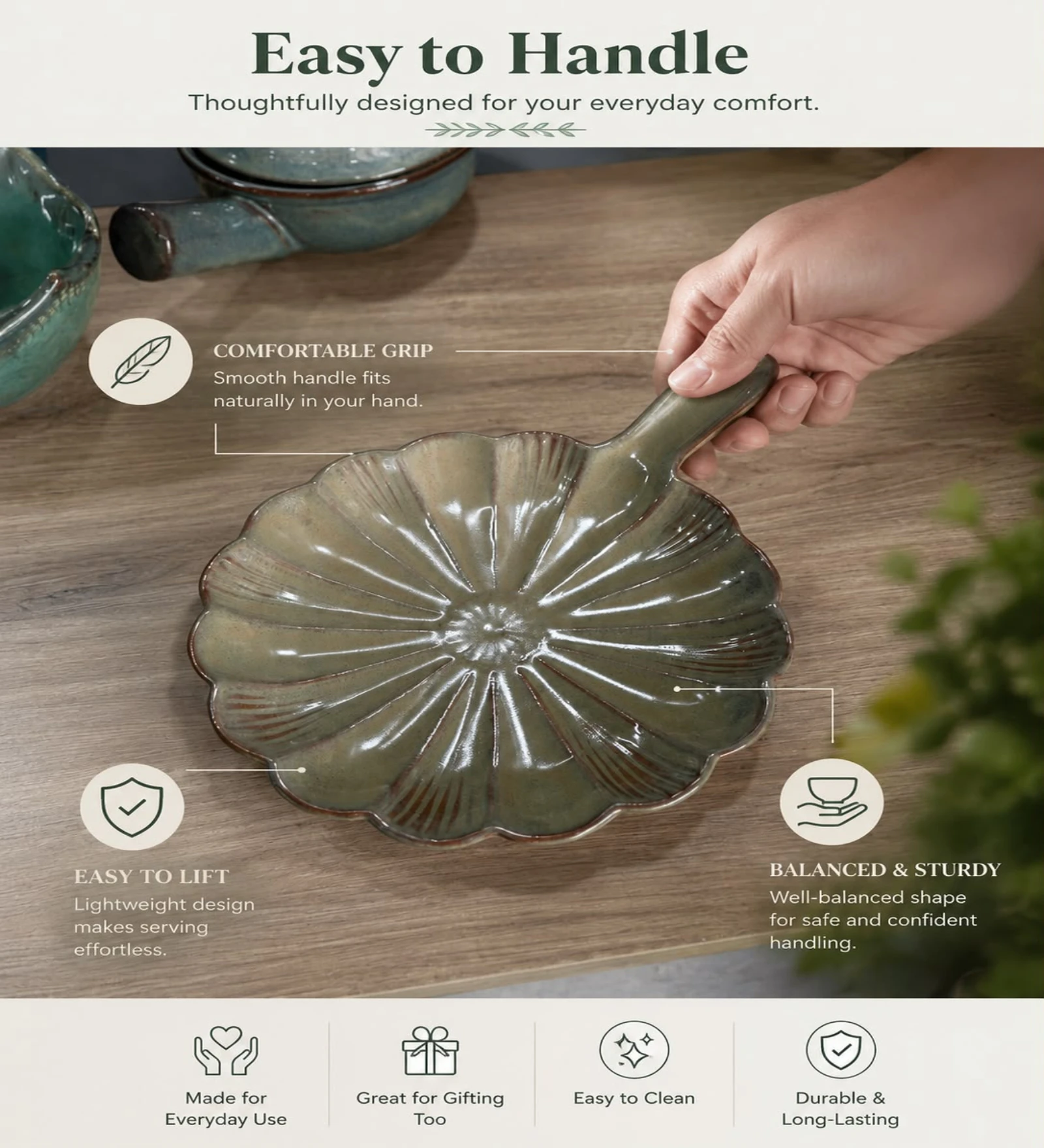 VOIDROP Ceramic Serving Platters, Dark, Decorative Appetizer Plates for Snacks, Fruits, Desserts, Cheese, Sushi, Dining Table & Kitchen Serving Dishes