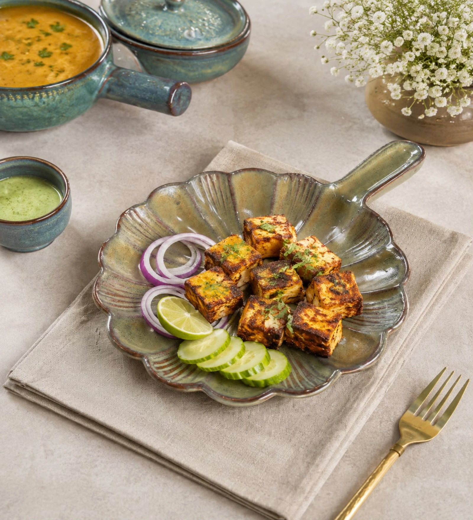 VOIDROP Ceramic Serving Platters, Dark, Decorative Appetizer Plates for Snacks, Fruits, Desserts, Cheese, Sushi, Dining Table & Kitchen Serving Dishes