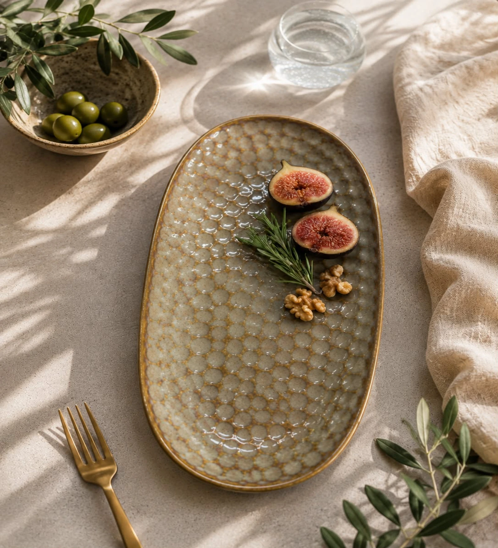 VOIDROP Ceramic Serving Platters, Brown Textured Oval Serving Trays, Decorative Appetizer Plates for Snacks, Fruits, Desserts, Cheese, Sushi, Dining Table & Kitchen Serving Dishes
