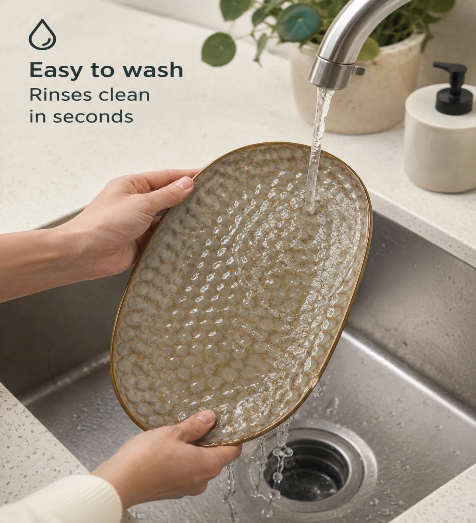 VOIDROP Ceramic Serving Platters, Brown Textured Oval Serving Trays, Decorative Appetizer Plates for Snacks, Fruits, Desserts, Cheese, Sushi, Dining Table & Kitchen Serving Dishes