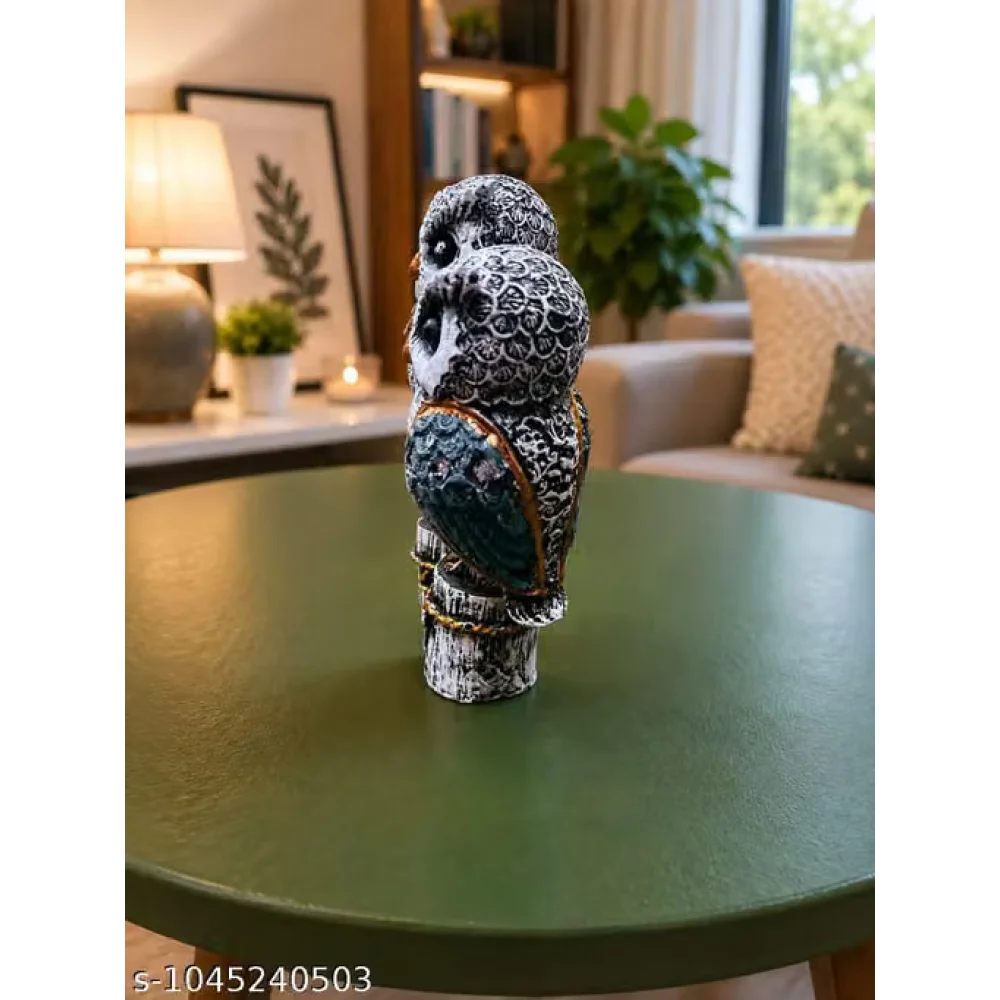 Owl Couple Decorative Showpiece | Artistic Twin Owl Figurine for Home, Office & Living Room Decor
