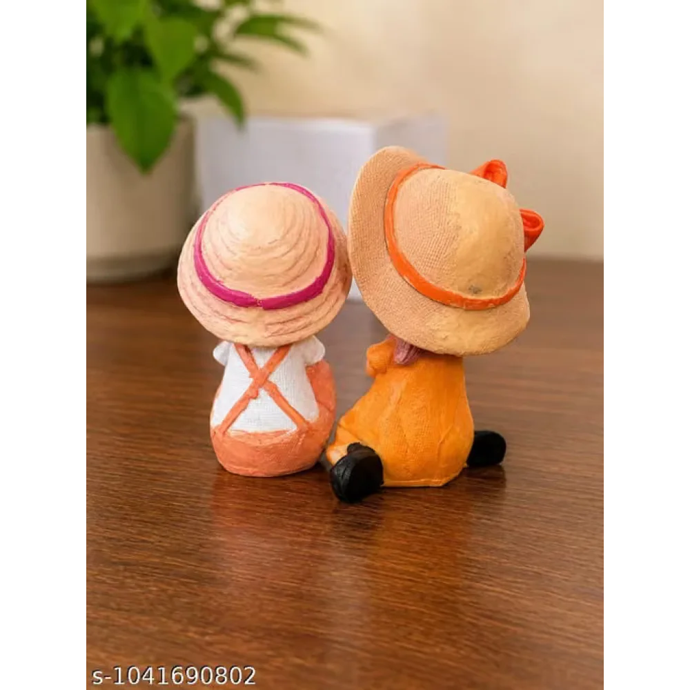 Idol & Figurine Luxury Dreaming Boy & Girl Decorative Showpiece Set | Handcrafted Resin Miniature Figurines for Home, Office Desk, Shelf & Gift Decoration