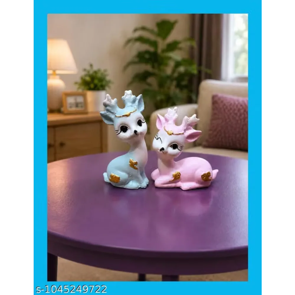 Decorative Deer Couple Showpiece | Cute Reindeer Figurine Set | Romantic Home Decor for Living Room, Bedroom & Office
