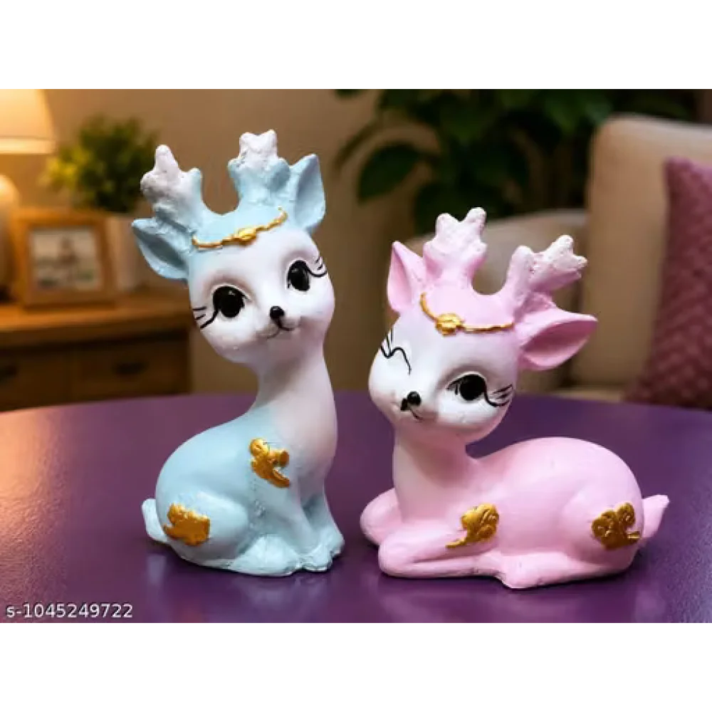 Decorative Deer Couple Showpiece | Cute Reindeer Figurine Set | Romantic Home Decor for Living Room, Bedroom & Office