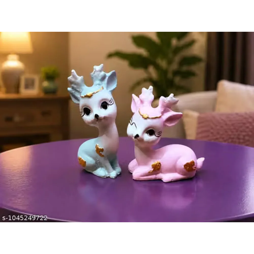 Decorative Deer Couple Showpiece | Cute Reindeer Figurine Set | Romantic Home Decor for Living Room, Bedroom & Office