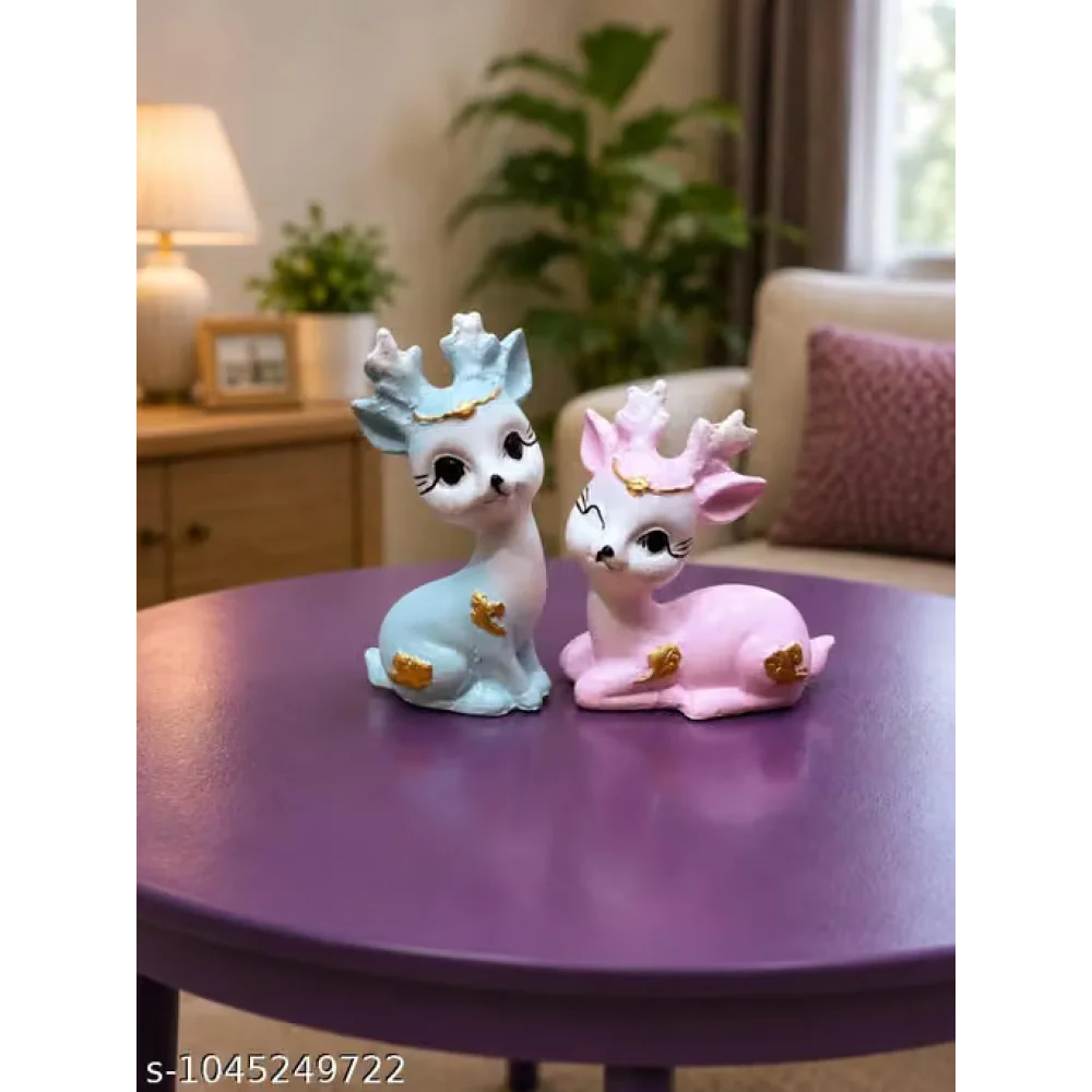 Decorative Deer Couple Showpiece | Cute Reindeer Figurine Set | Romantic Home Decor for Living Room, Bedroom & Office