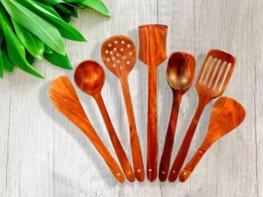 Set of 7 | Handmade Cooking Spoon Set | Wooden for Nonstick Cookware Kitchen Utensils | Kitchen Utensils, Frying Spoon Ladles & Turning Spatula