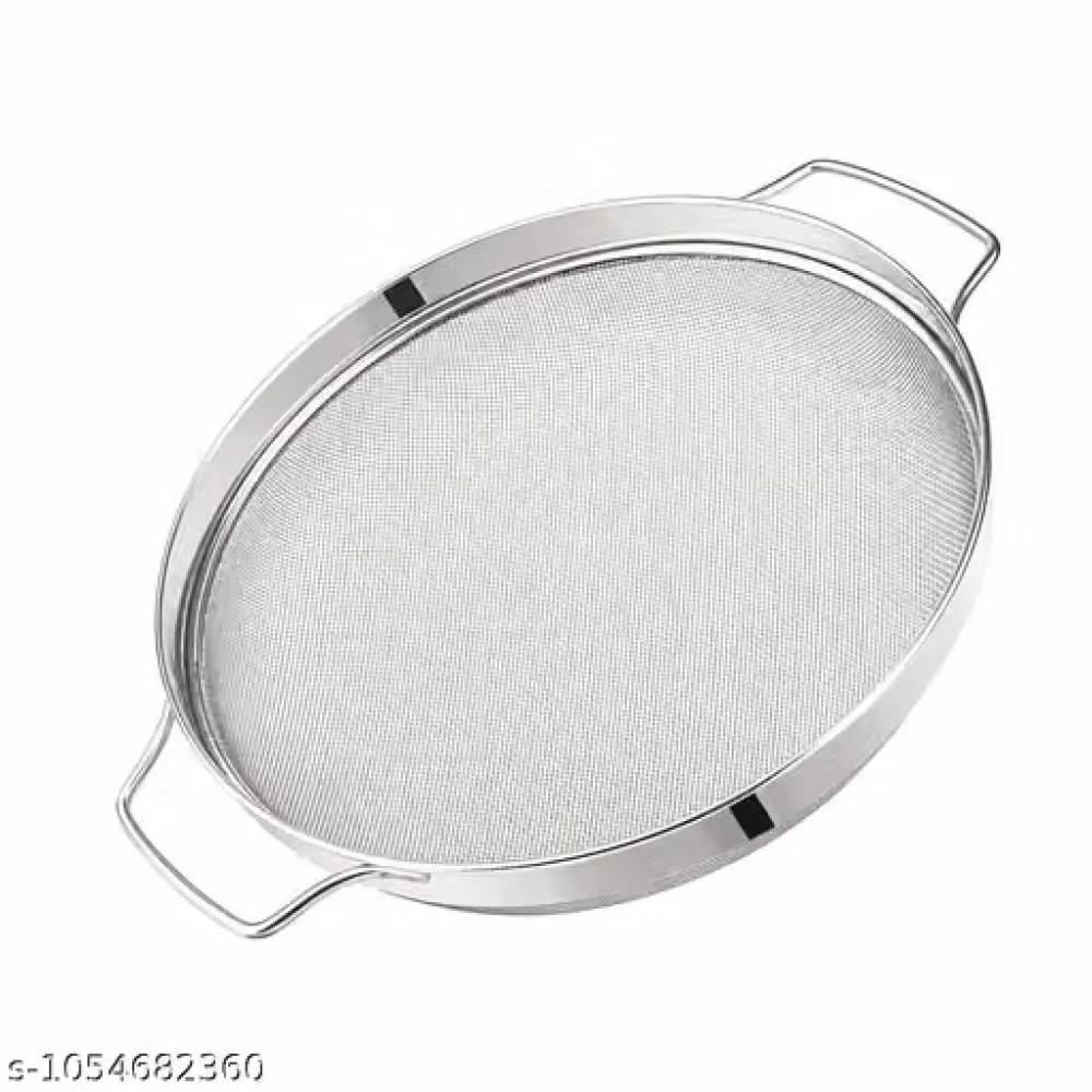 Mesh Colander with Ergonomic Side Grips PREMIUM Stainless Steel Body | Chef-Grade Fine Mesh Sifter and Colander | Sleek Steel Kitchen Strainer