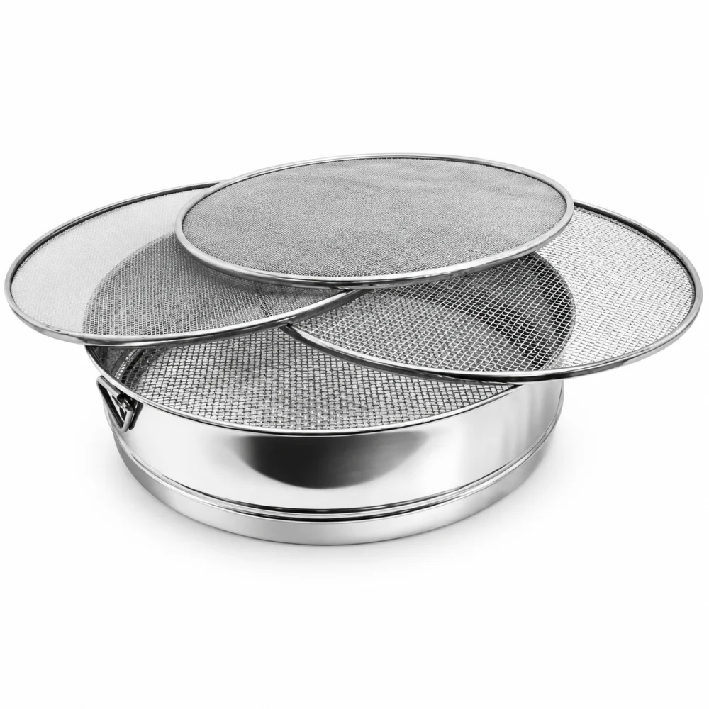 Flour Sifter Premium Stainless Steel Multi-Purpose with 4-in-1 Interchangeable Mesh Sieves