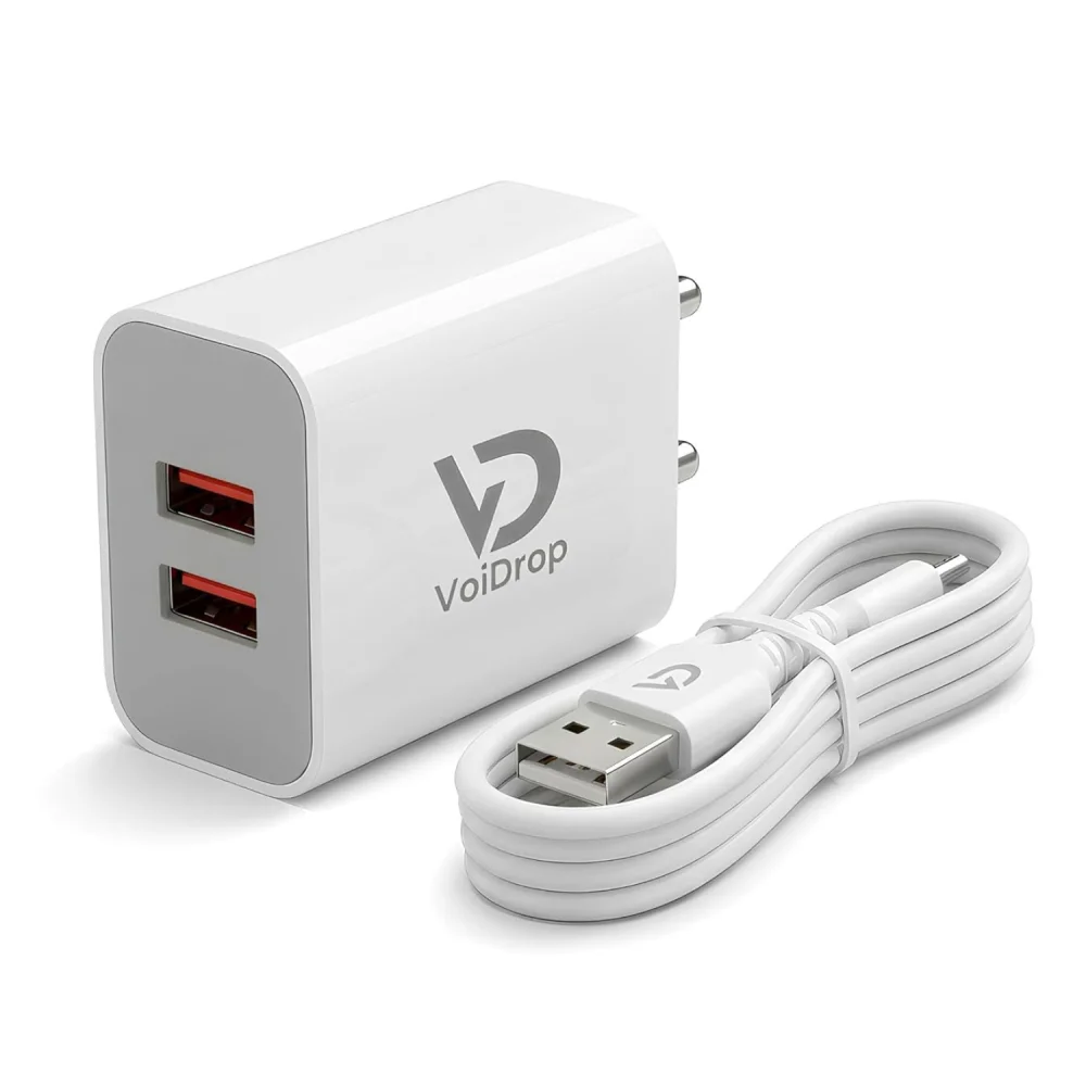 Voidrop 15W Dual USB Charger Adapter with Type C Charging Cable