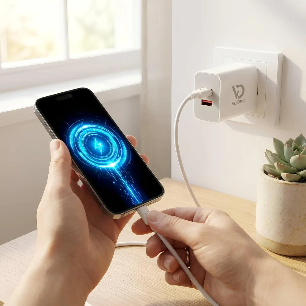 Voidrop 15W Dual USB Charger Adapter with Type C Charging Cable