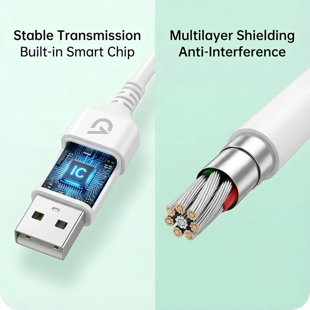 Voidrop 15W Dual USB Charger Adapter with Type C Charging Cable