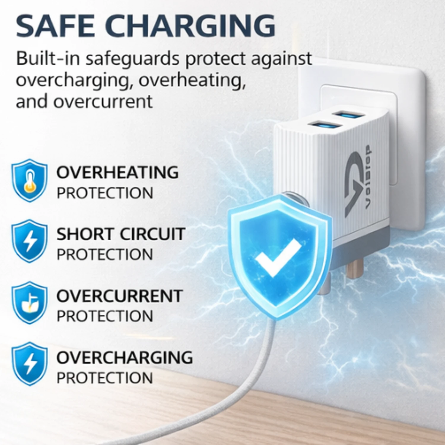 Voidrop 3.1 Dual USB Charger Adapter with Type C Charging Cable