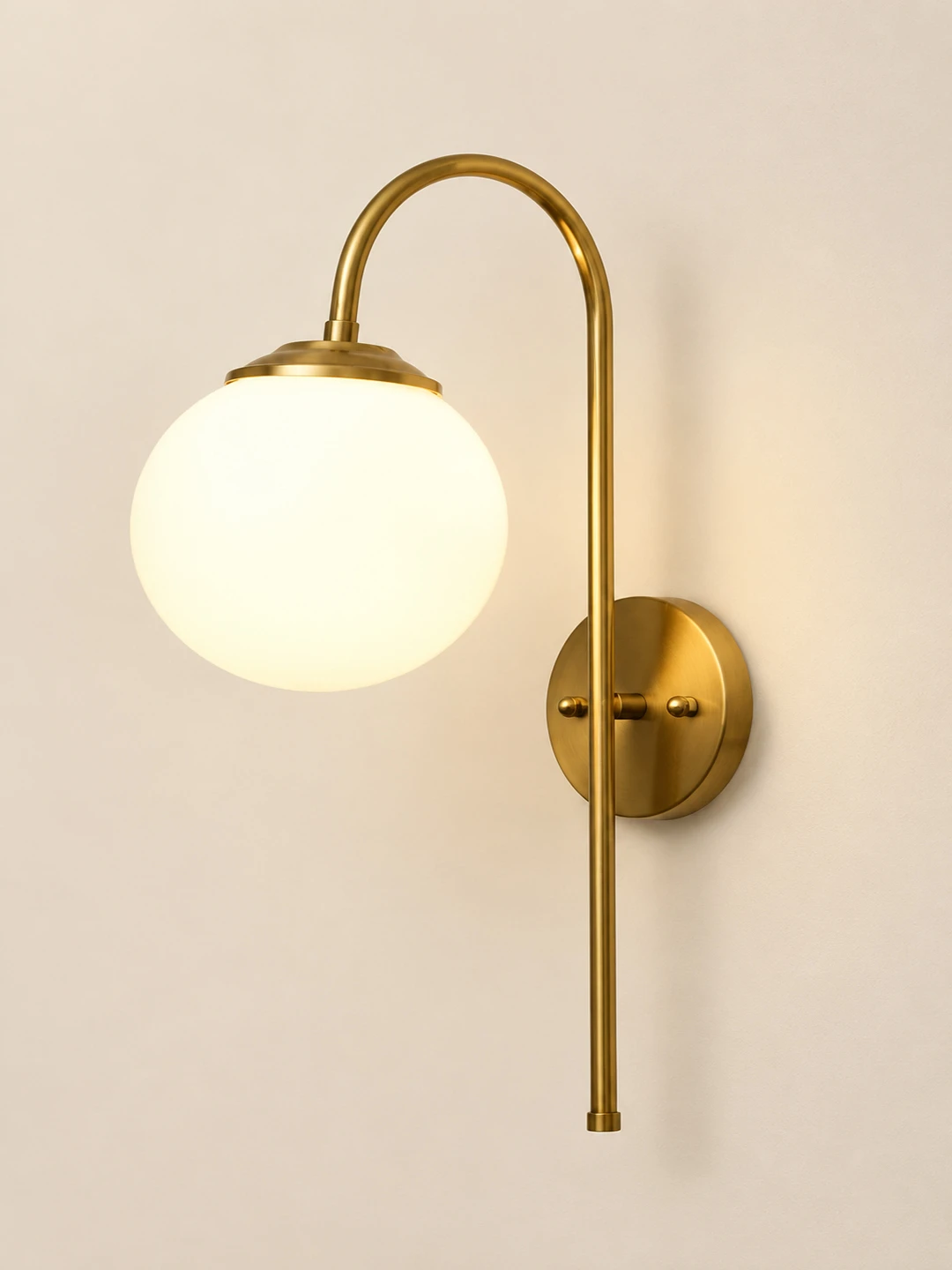 Wall Light Gold Finish with Globe Milky White Glass | SKE-140012_GFGMWG