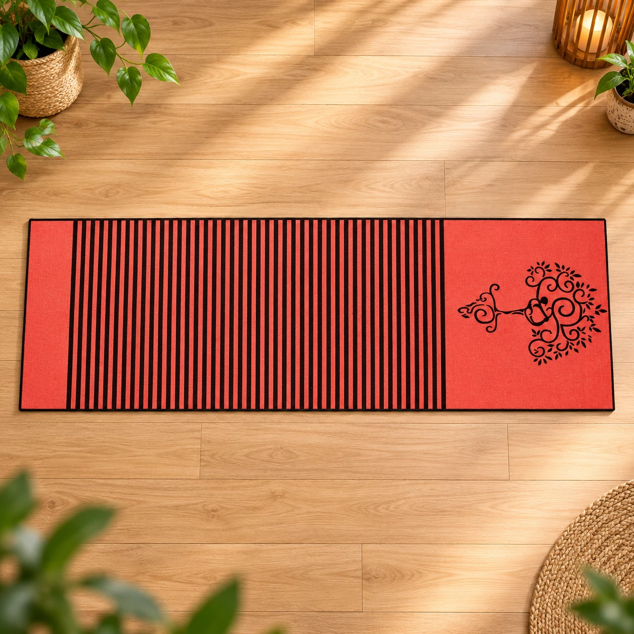 RADECOR 6mm Tree Yoga Mat With Anti Skid Backing For Women and Men (183cmx61cm) Red