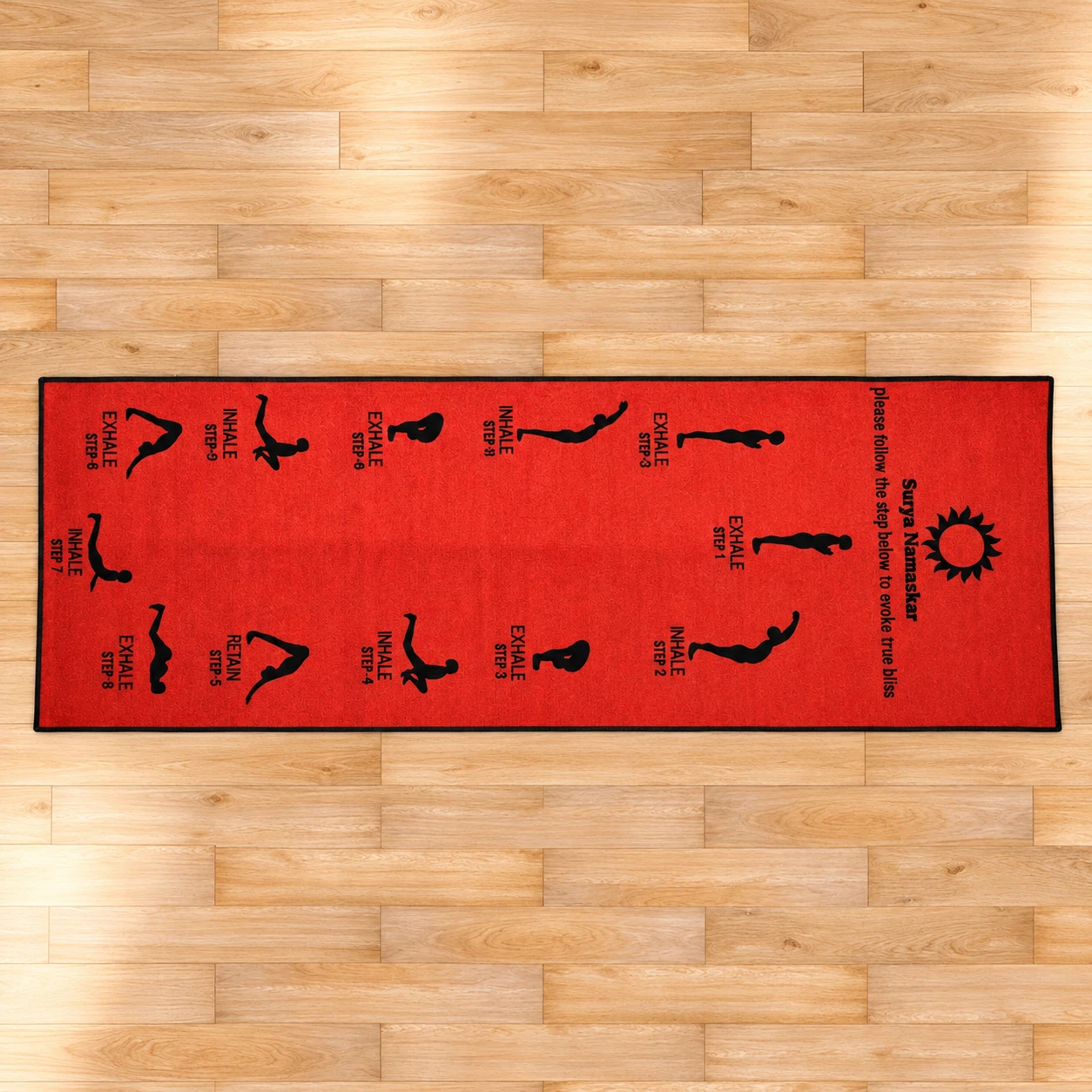 RADECOR 6mm Surya namaskar Yoga Mat With Anti Skid Backing For Women and Men (183cmx61cm) Red