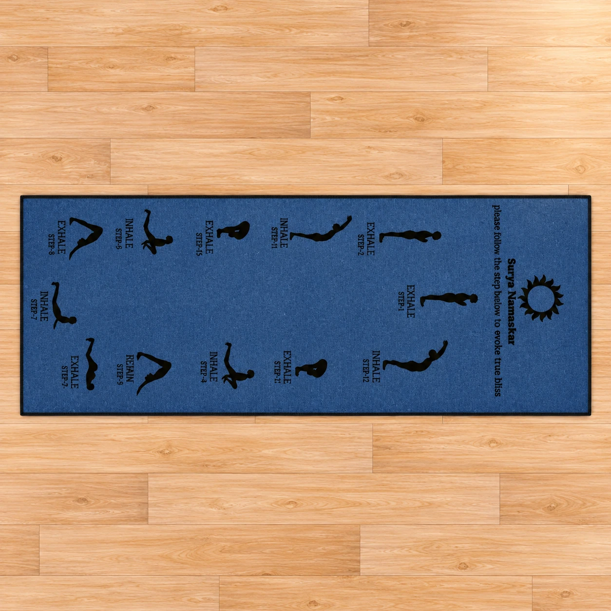 RADECOR 6mm Surya namaskar Yoga Mat With Anti Skid Backing For Women and Men (183cmx61cm) Blue