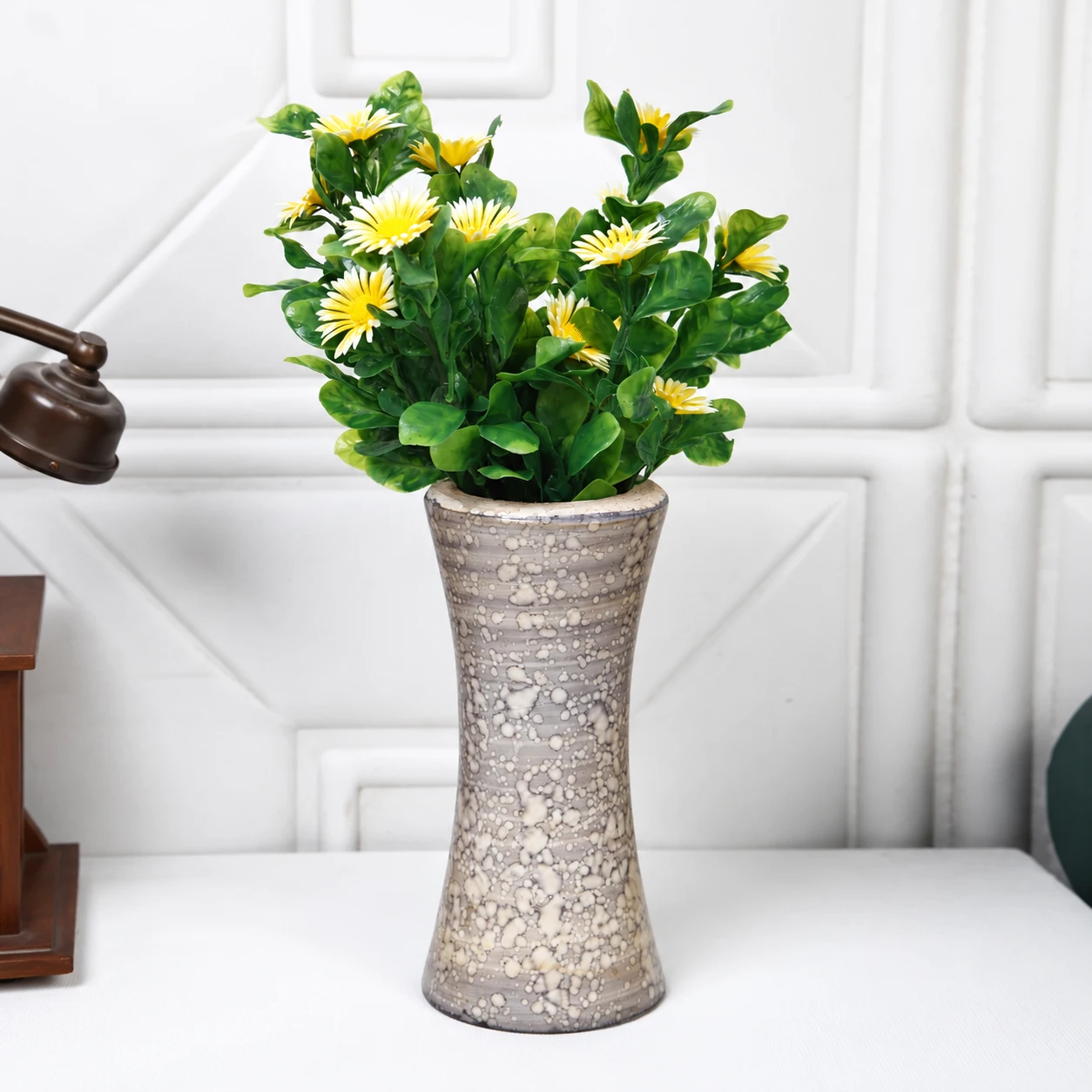 Foliyaj Artificial Yellow Daisy Bunch without Vase | 2 Pcs | Fake Plants for Indoor Home and Office Decoration | 30 cm Tall