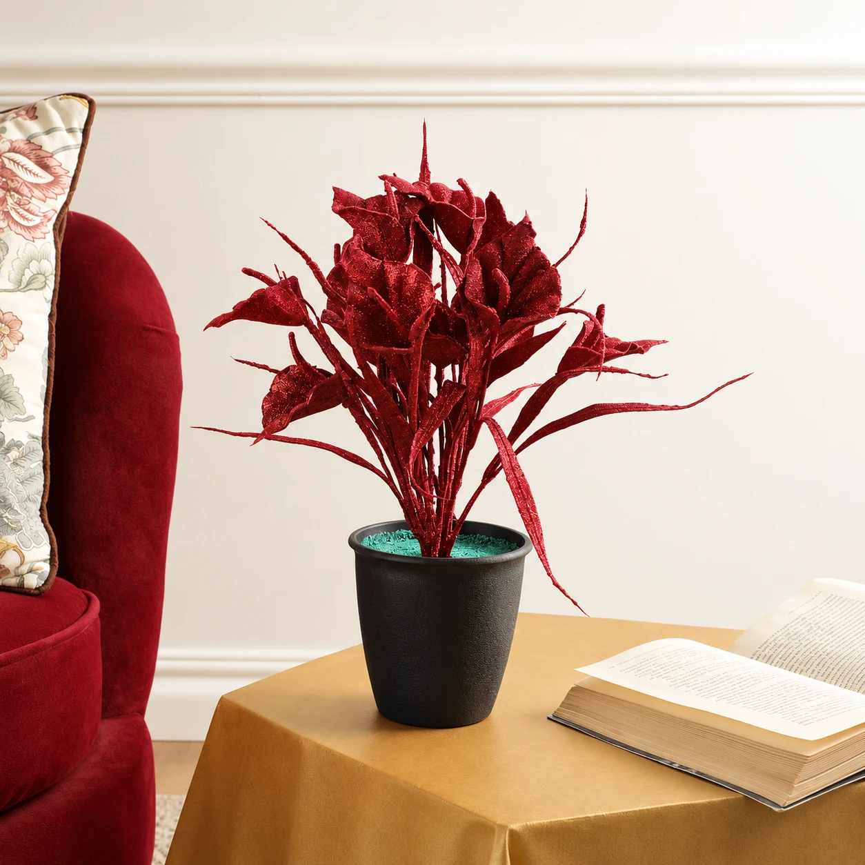FOLIYAJ Spray Painted red Artificial Tulip Plant with Pot |Bonsai Tree|Artificial Succulents|with Pot|Home Décor for Living Room Home Office Shop|House|Gift|Decoration