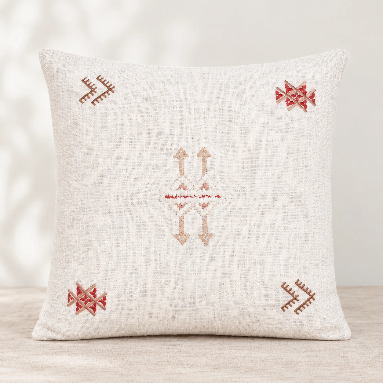 Indihomecraft Cushion Cover Hand Woven Cactus Inspired Decorative Boho Cushion Cover for Sofa Couch Swing Chair Living Room & Bedroom 18 x 18 Inches, Set of 1