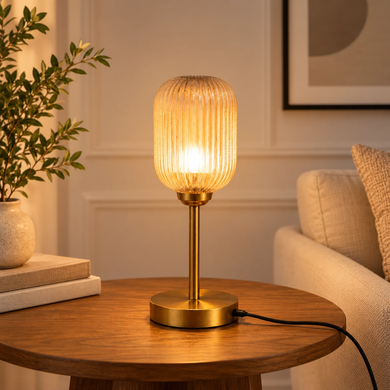 Elara Ribbed Cylinder Table Lamp | SKE-1500010_ERCTL