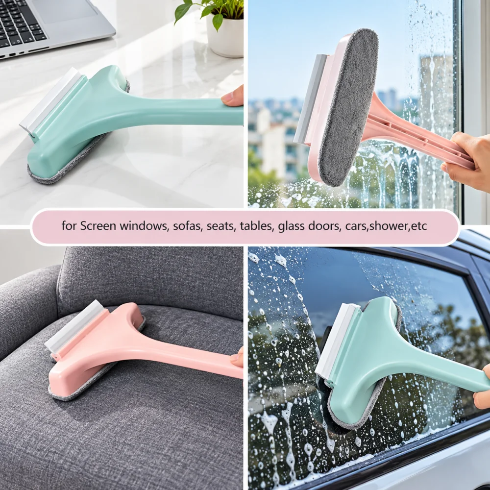 Multifunctional Screen Cleaning Brush 2 in 1, Window Mesh Cleaner & Wiper with Extended Handle, Double Sided Net Cleaning Brush, Window, Door & Glass Cleaner
