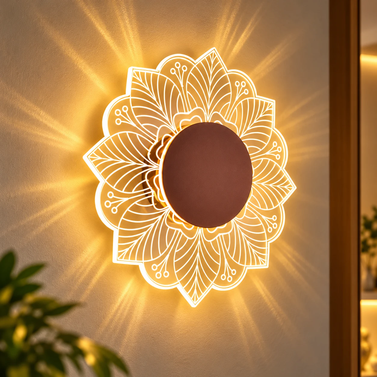 SHRI MAHAL ANTIQUES Flower Wall & Ceiling Light - 3-in-1 LED - Creative Decorative Acrylic Wall Light, Modern Wall Sconces for Bedroom, Living Room, Vanity, Kids Room, Home & Office, Hallway, Gifts