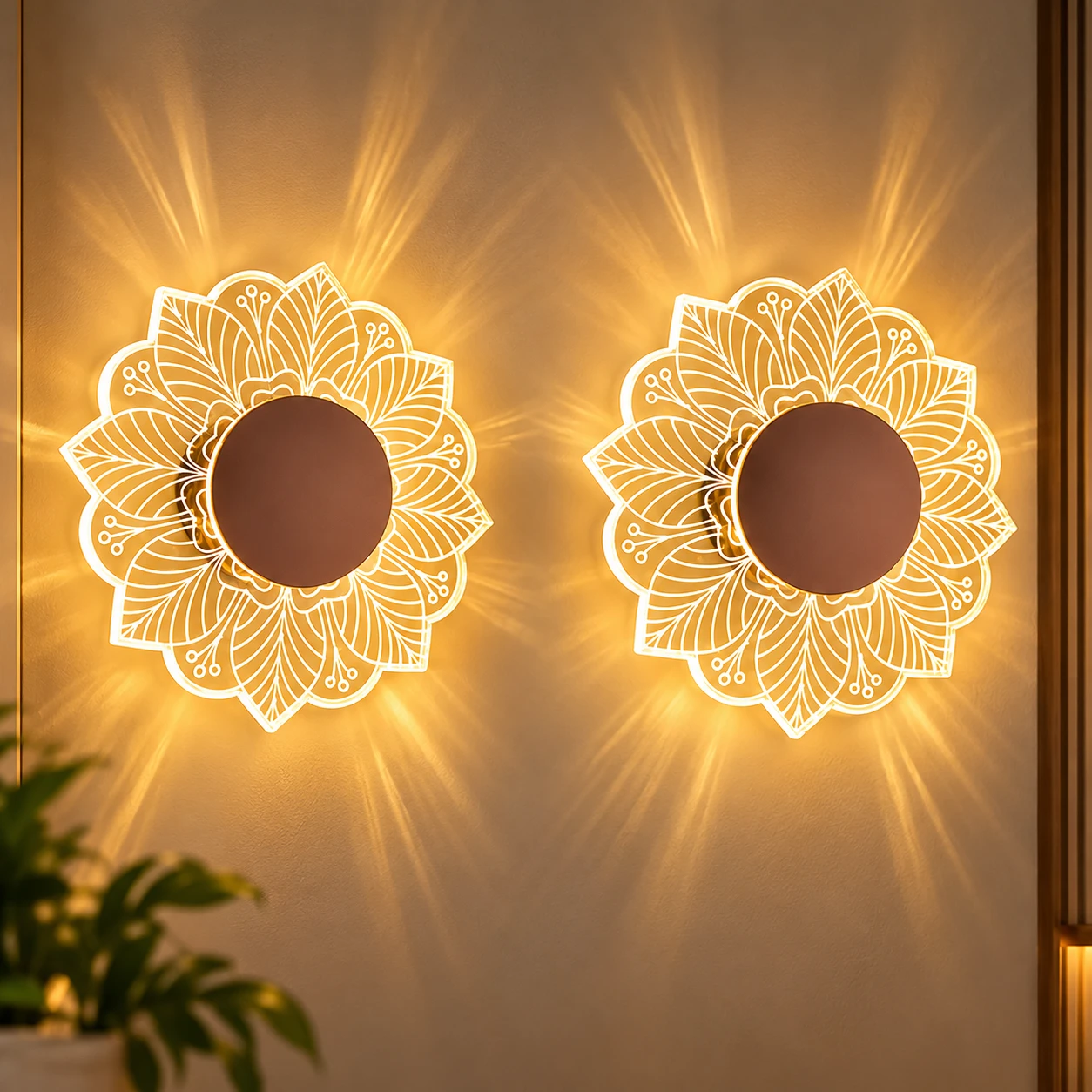 Flower Wall & Ceiling Light - 3-in-1 LED - Creative Decorative Acrylic Wall Light, Modern Wall Sconces for Bedroom, Living Room, Vanity, Kids room, Home & Office, Hallway, Gifts PACK OF 2