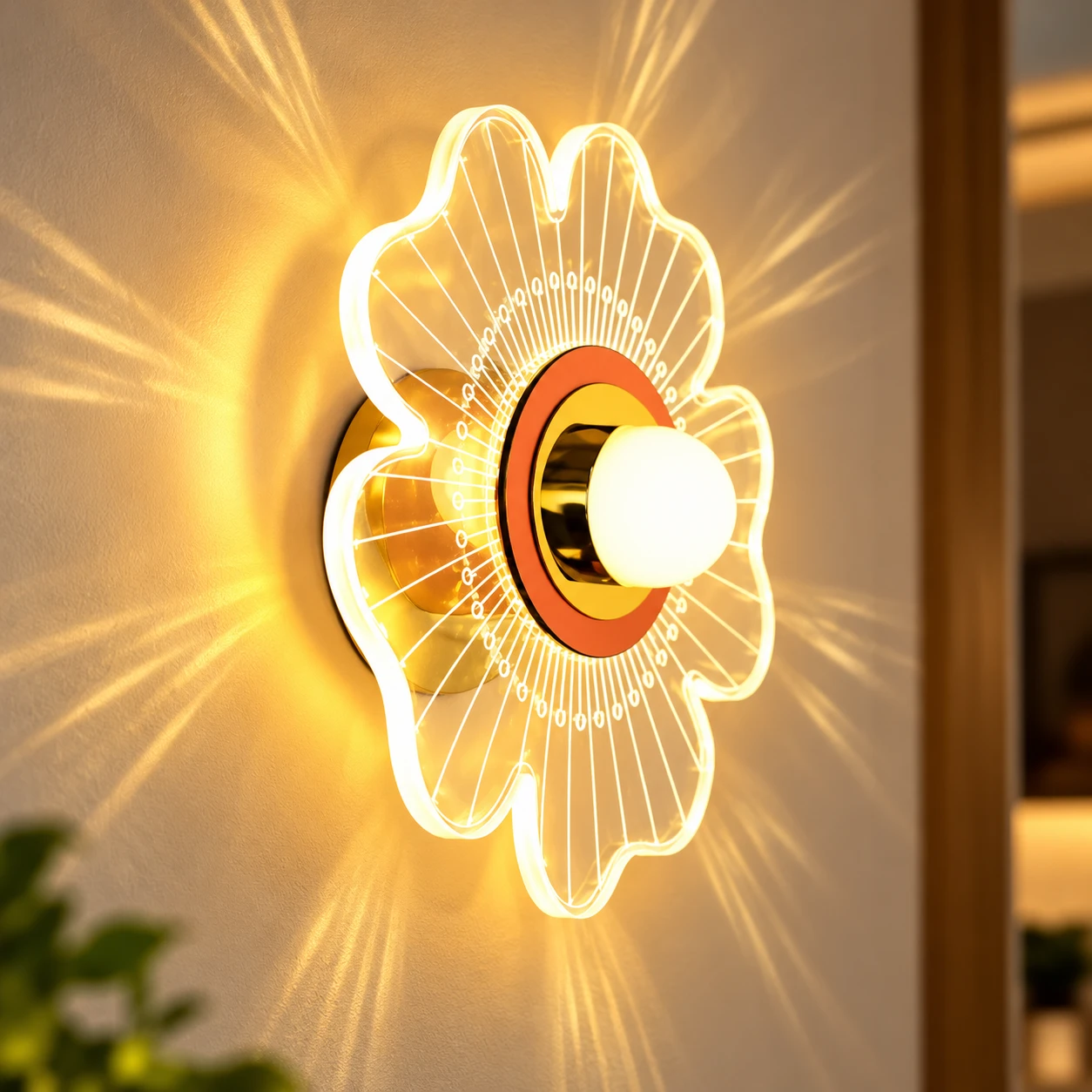 SHRI MAHAL ANTIQUES Wall & Ceiling Light - 3-in-1 LED - Creative Decorative Acrylic Wall Light, Modern Wall Sconces for Bedroom, Living Room, Vanity, Kids Room, Home & Office, Hallway, Gifts