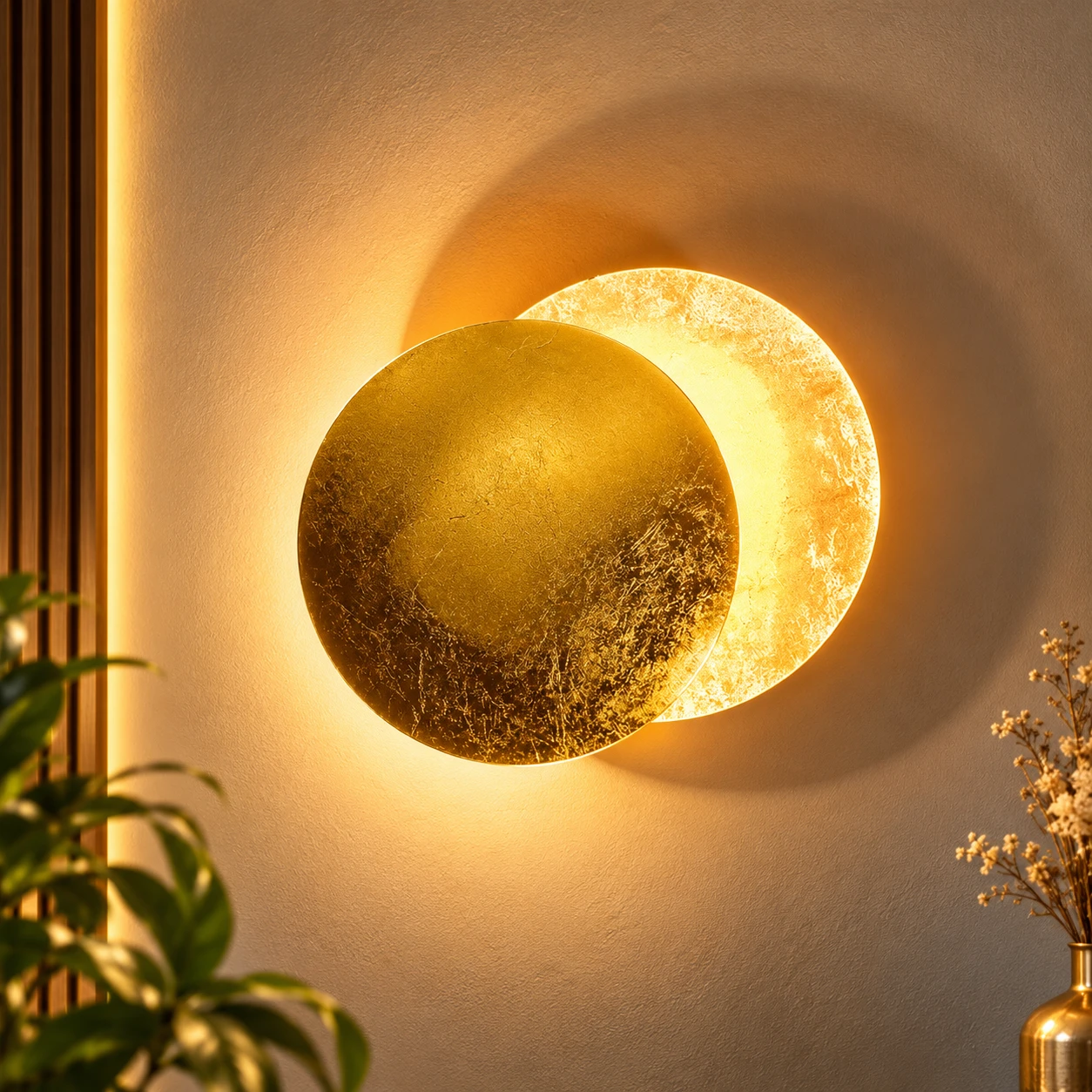 PRMOAGEN Moon Eclipse Wall lamp Creative Corridor Aisle Stairs Bedroom Bedside Living Room TV Background Wall Porch lamp (E H20cm 1PCS)