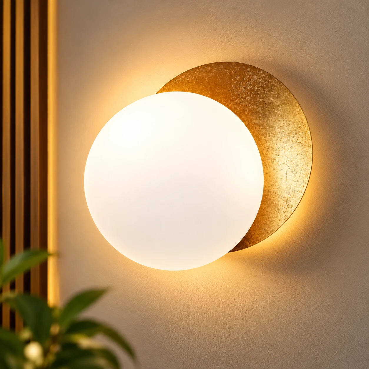 SHRI MAHAL ANTIQUES Indoor Wall Light Round Gold Copper Living Room Creative Moon Concept Solar Eclipse Wall Lamp Nordic Aisle Stairs Bedroom Bedside Sconces Hallway Corridor Lighting, 25cm
